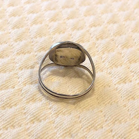 Malachite and Sterling Silver Vintage Statement Ring - Picture 3 of 6